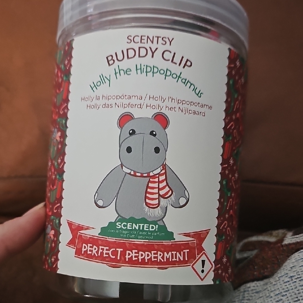Scentsy Holly the Hippopotamus Buddy Clip with Red and White Accents